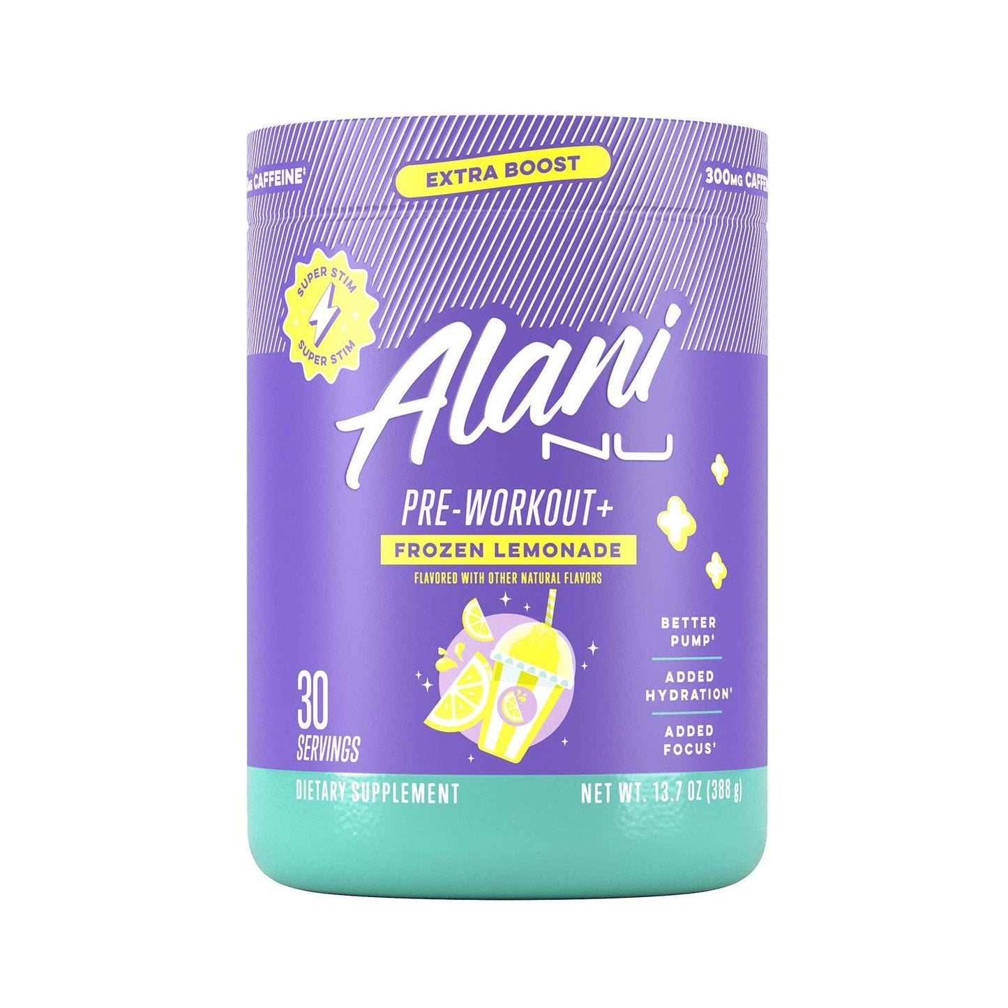 Alani Nu Pre Workout+ Powder, Extra Boost, Sugar Free, 300mg Caffeine, L-Theanine, Beta-Alanine, Citrulline, 30 Servings