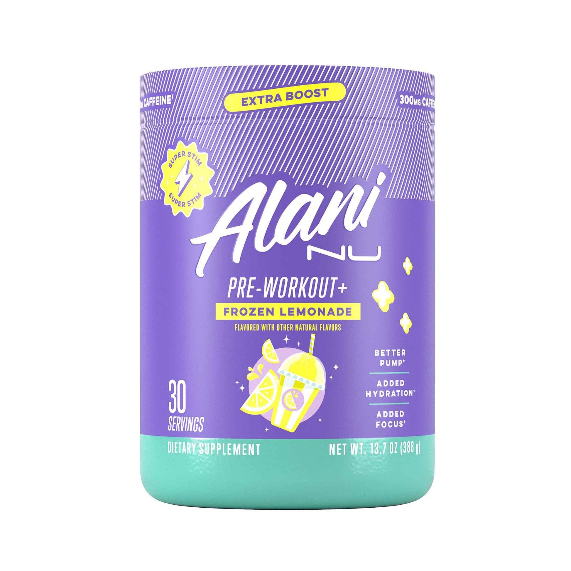 Alani Nu Pre Workout+ Powder, Extra Boost, Sugar Free, 300mg Caffeine, L-Theanine, Beta-Alanine, Citrulline, 30 Servings