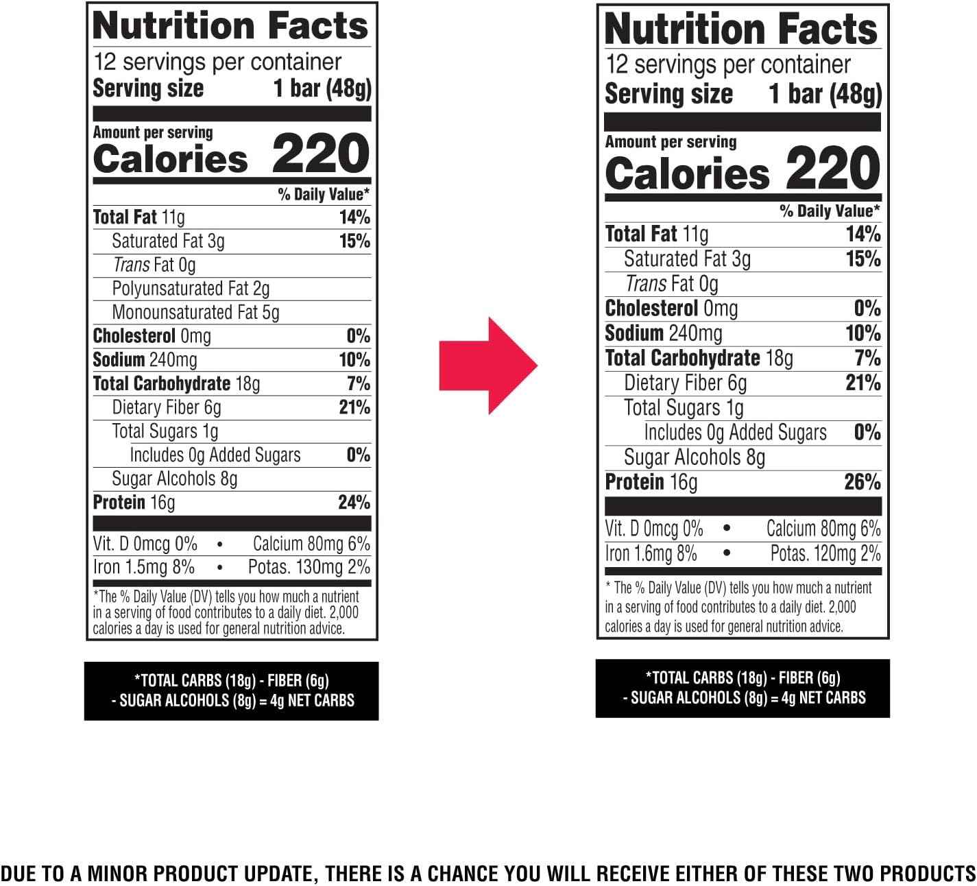 Atkins High Protein Bar, High Fiber Snack , 16g Protein, 1g Sugar, 4g Net Carb, Protein Snack