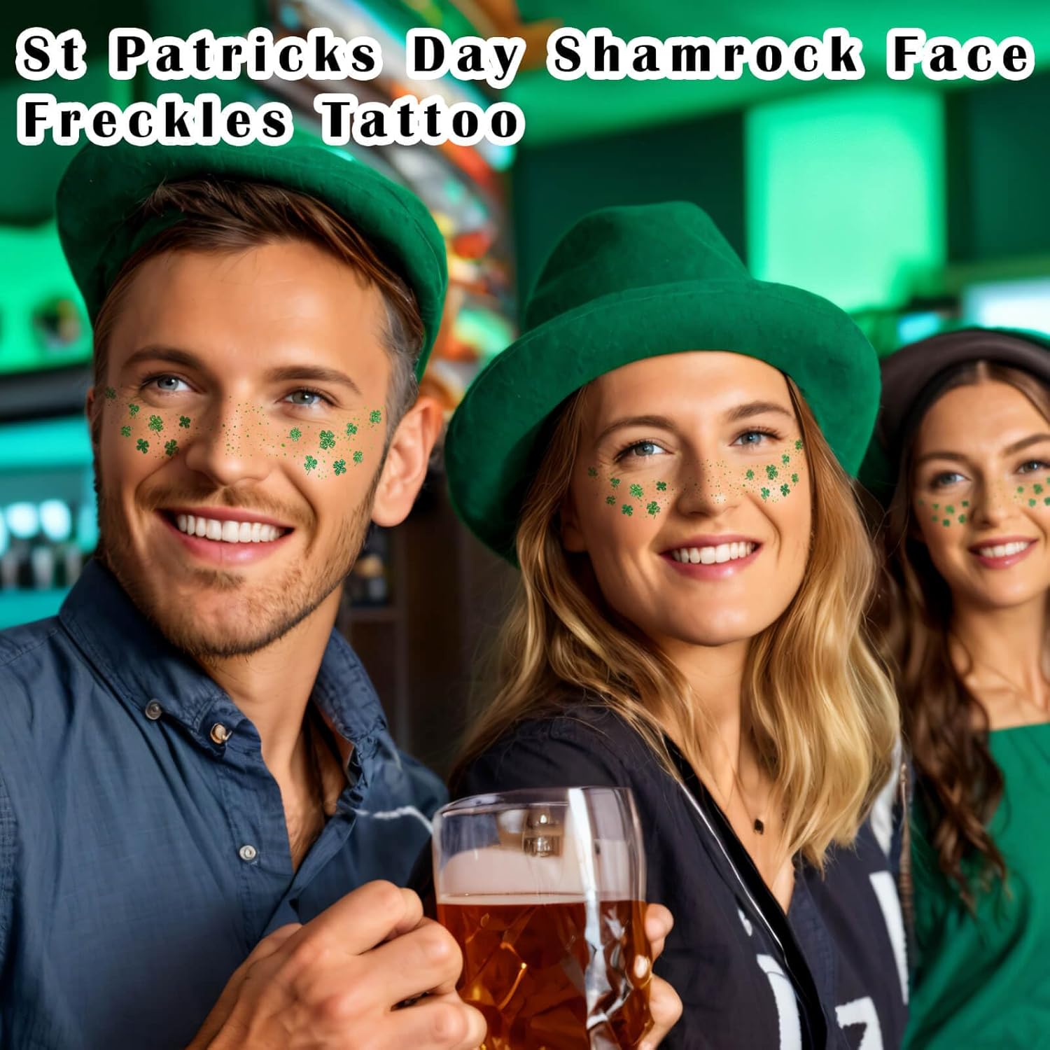 St_Patricks_Day_Accessories,_Green_Shamrock_Temporary_Face_Glitter_Freckles_Tattoos,St_Patty's_Green_Face_Tattoos_Sparkle_Glitter_Makeup,Saint_Patrick's_Day_Outfit_for_Women,6_PCS