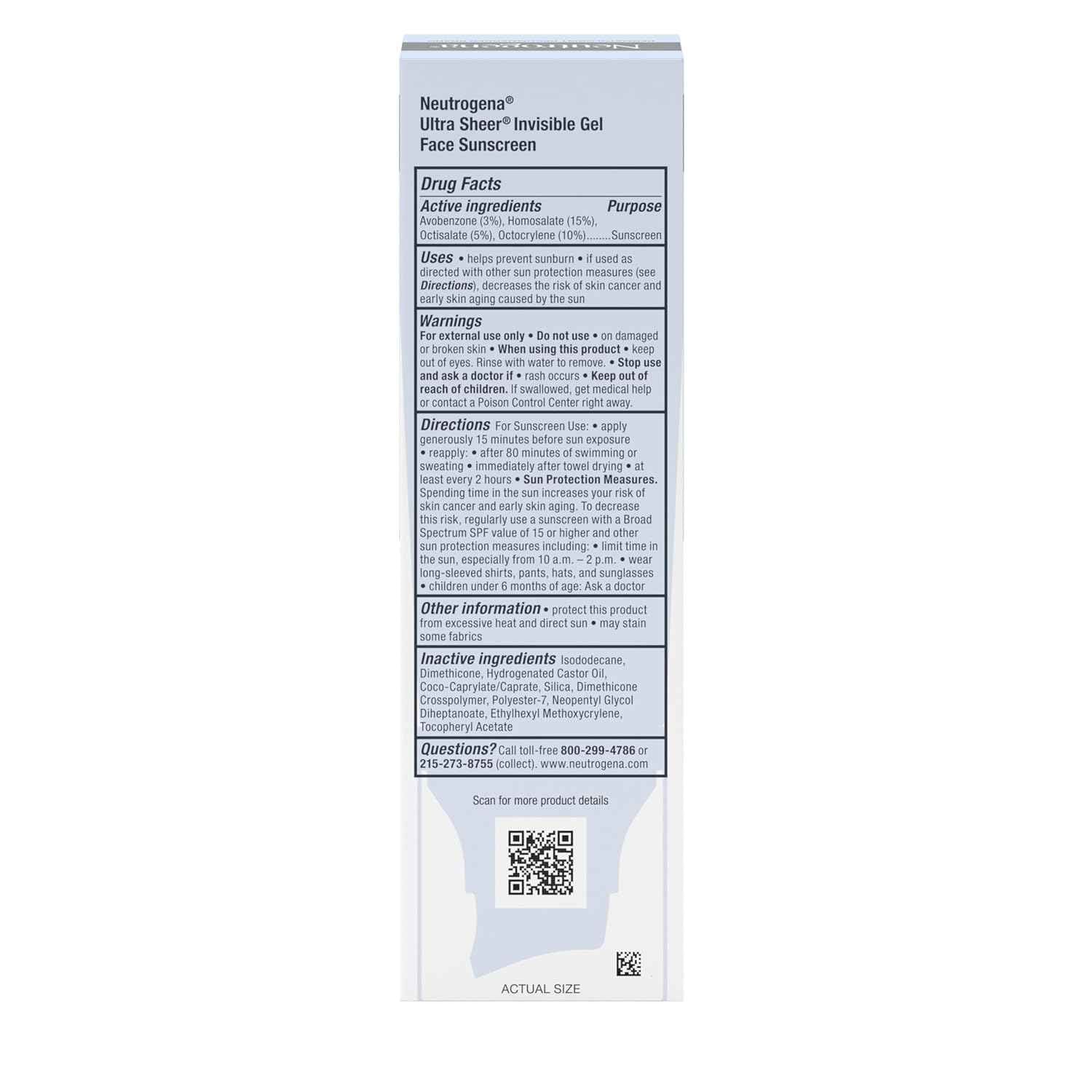 Neutrogena Ultra Sheer Invisible Gel Face Sunscreen SPF 40, Facial Sunscreen & Moisturizer, Vitamin E, Matte Finish, Makeup Primer, Travel Size, 80 Minutes Water-Resistant, 1.7 oz