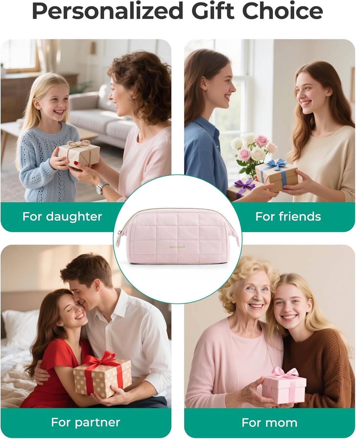 BAGSMART_Makeup_Bag_Travel_Toiletry_Bag,_Puffy_Padded_Make_Up_Bags_for_Women_Makeup_Organizer_Case,_Wide-open_Pouch_Purse_Travel_Essentials_Toiletries_Accessories_Brushes,_Pink