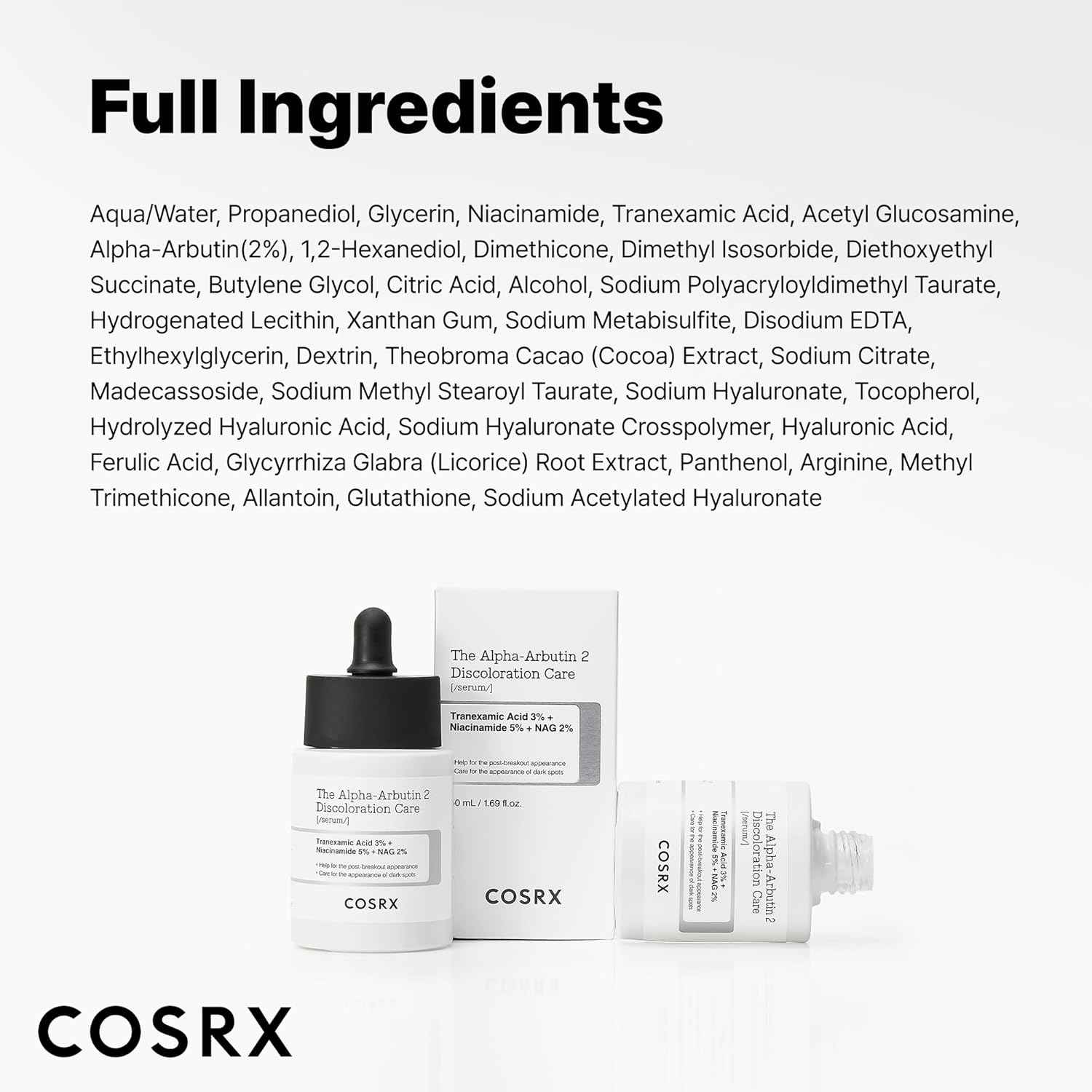 COSRX 2% Alpha Arbutin Discoloration Care Face Serum with Niacinamide, Glutathione & Tranexamic Acid, Dark Spot, Uneven Tone Care, Daily Korean Skin Care, Mothers Day Gifts for Woman, 1.7 fl oz