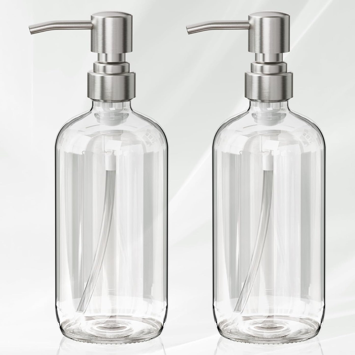 AmazerBath_Soap_Dispenser,_2_Pack_Glass_Soap_Dispenser_with_Pump_Stainless_Steel,_17_Oz_Hand_Soap_Bottles_Bathroom_Kitchen,_Clear