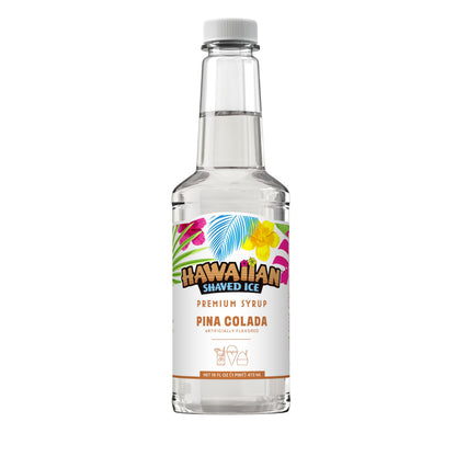 Hawaiian Shaved Ice Pina Colada Syrup - Nut Soy Dairy Free - Flavor Fluffy &amp;amp; Crunchy Snow Cone - Shelf Stable - Makes 8 Servings - 16 ounces