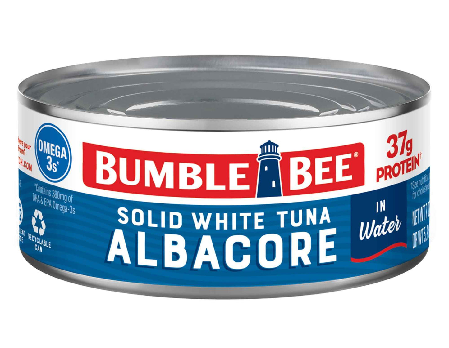 Bumble Bee Solid White Albacore Tuna, Can - Wild Caught Tuna - 29g Protein per Serving, High in Omega-3s - Non-GMO Project Verified, Gluten Free, Kosher