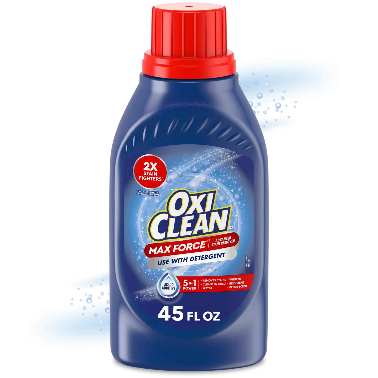 OxiClean Max Force Advanced Stain Remover Liquid, Color-Safe, Bleach-Free Kids and Baby Essential, Use with Detergent to Remove Messy Stains like Berries, Juice, Mud, Grass, 45 Fl Oz