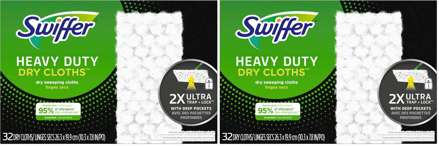 Swiffer Sweeper Heavy Duty Dry Multi-Surface Cloth Refills for Floor Sweeping and Cleaning, Unscented