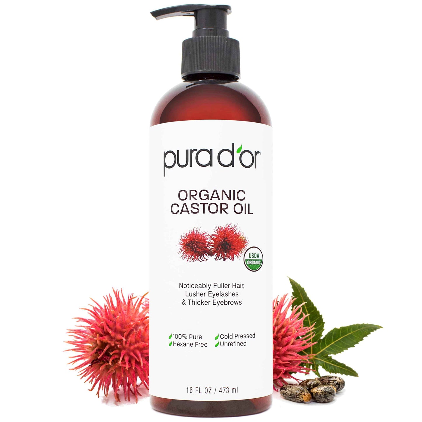 PURA D'OR ORGANIC Fractionated Oil – USDA Certified – MCT Oil – Therapeutic, Hydrating, Lightweight Moisturizer – Hexane Free Carrier Oil For Essential Oils & Massage – Face, Hair & Body