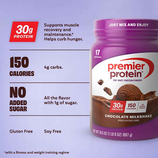 Premier Protein Powder, 30g Protein, No Added Sugar, 100% Whey Protein, Keto Friendly, Soy & Gluten Free
