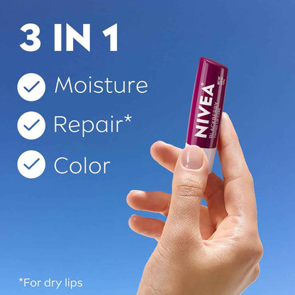 NIVEA Lip Care, Tinted Lip Balm with Shea Butter, Nourishing Oils and Vitamin C & E, 3-in-1 Moisture, Repair (for Dry Lips) and Colo