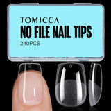 TOMICCA Short Almond Nail Tips, 240Pcs Half Matte Soft Gel Nail Tips, 12 Sizes Acrylic Pre-Shaped Nails, Full Cover False Nails for Extension Nail