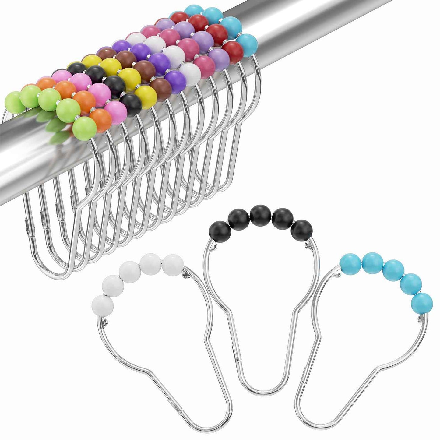Amazer Shower Curtain Hooks, Decorative Shower Curtain Hooks, Shower Hooks for Shower Curtain Rust Proof Stainless Steel Shower Curtain Hooks