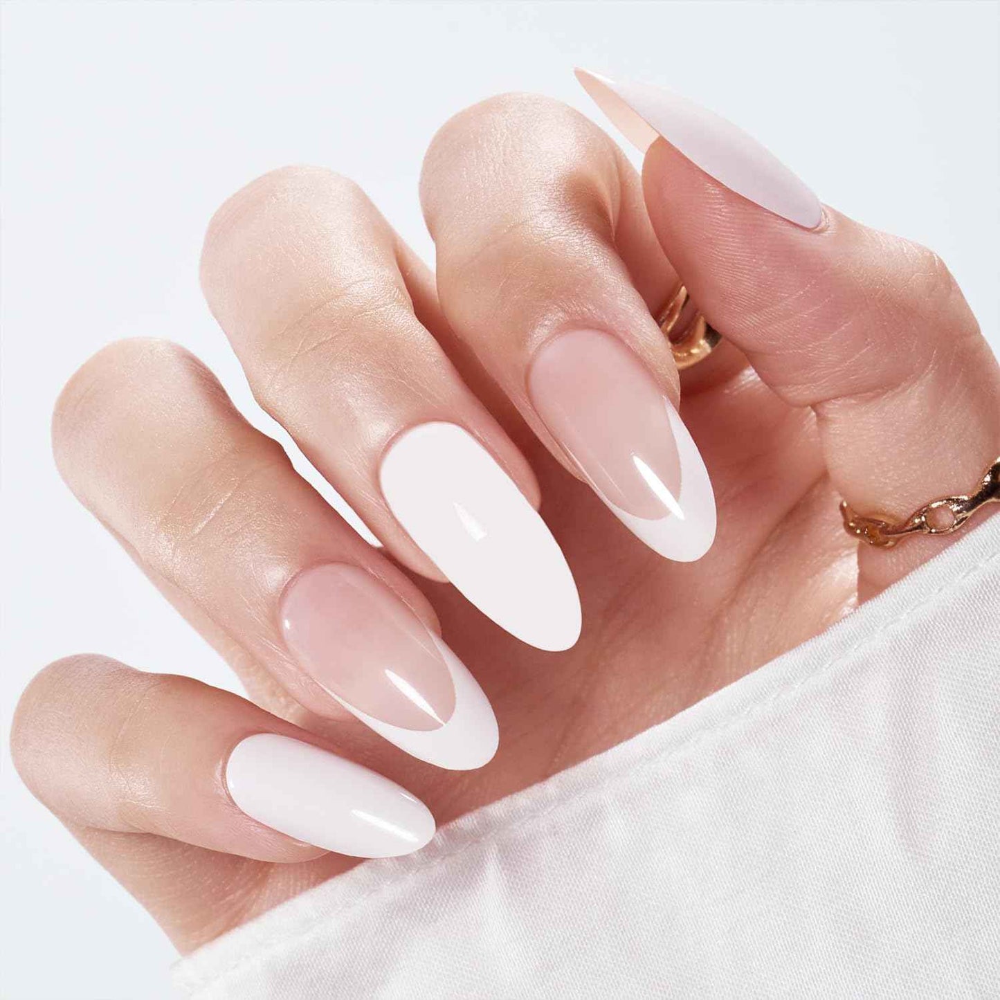 Modelones  Press on Nails Almond, Summer Short Fake Nails, Reusable Nail Kit with Nail Glue Adhesive Tabs Mini Nail File, Nails Press Ons 32Pcs 16 Sizes, Women Girl Gift