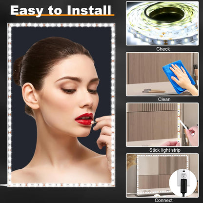 LED_Vanity_Mirror_Lights_for_Makeup_Dressing_Table_Vanity_Set_13ft_Flexible_LED_Light_Strip_Kit_6000K_Daylight_White_with_Dimmer_and_Power_Supply,_DIY_Mirror,_Mirror_not_Included