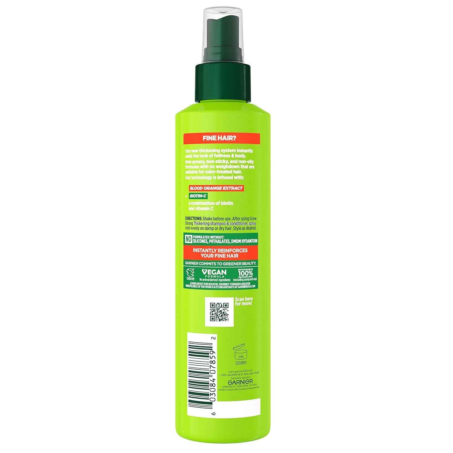 Garnier Fructis Grow Strong Thickening 10-in-1 Spray, Biotin-C, 8.1 Fl Oz