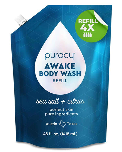 Puracy Body Wash Refill, Natural Body Wash, 98.6% Pure Plant Ingredients, Moisturizing Shower Gel for Women Men Kids, Body Soap for Dry Sensitive Skin Gently Scented