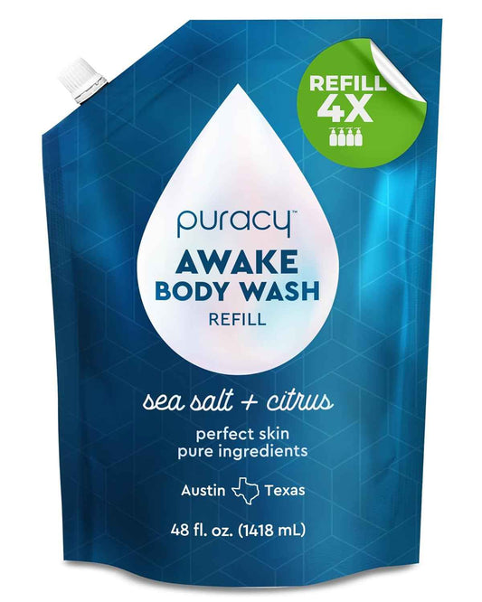 Puracy Body Wash Refill, Natural Body Wash, 98.6% Pure Plant Ingredients, Moisturizing Shower Gel for Women Men Kids, Body Soap for Dry Sensitive Skin Gently Scented