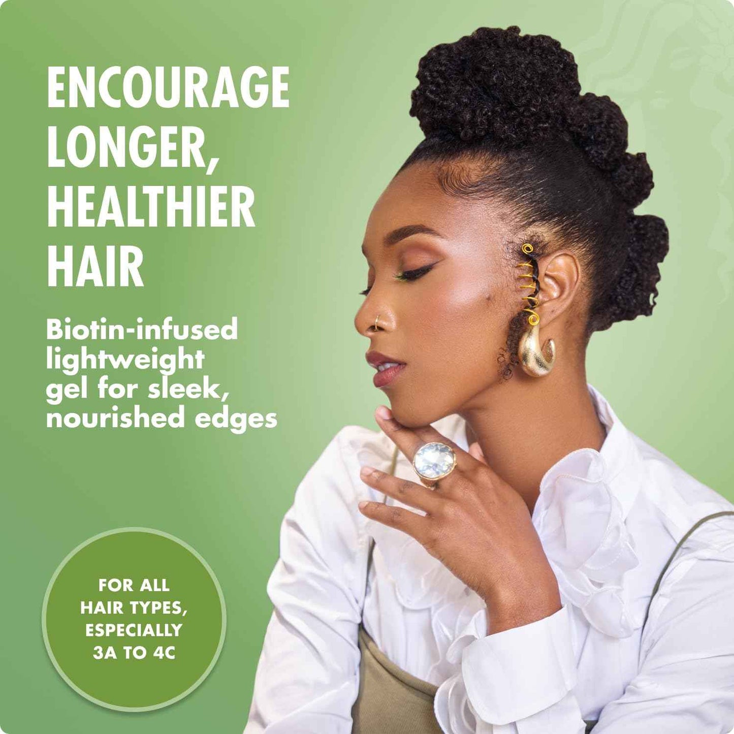 Mielle Organics Edge Control Gel - Strong Hold Hair & Edge Gel for Women & Men - Infused with Biotin, Coconut & Babassu Oil to Encourage Longer, Healthier Hair