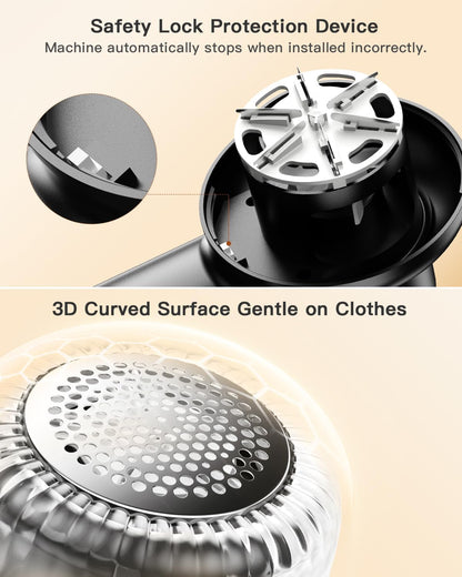 coldSky Rechargeable Fabric Shaver, Lint Shaver with Digital Display, Sweater Shaver with 6-Leaf Blades and Safety Lock, 3-Speeds Defuzzer Remove Fuzz, Pills from Clothes, Furniture, Sofa
