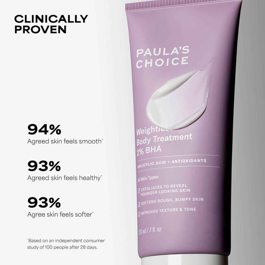 Paula's Choice Weightless Body Lotion Treatment 2% BHA, Salicylic Acid & Chamomile Lotion Exfoliant, Body Moisturizer for Keratosis Pilaris (KP) Prone Skin & Clogged Pores, Fragrance-Free