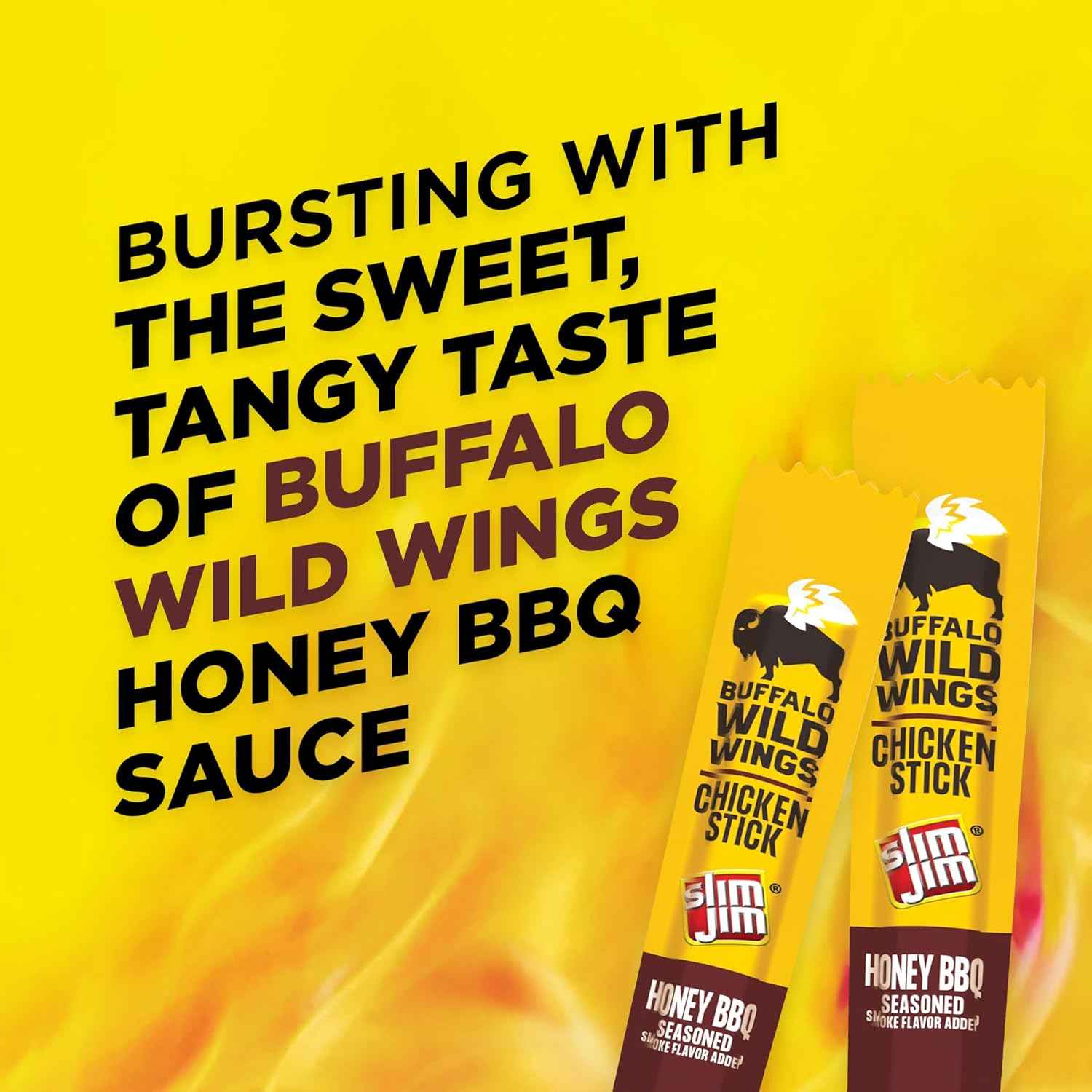 Slim Jim Chicken Sticks, Buffalo Wild Wings Honey BBQ Seasoned, 7g Protein per Serving, Snack Size, Father's Day Snack Gift for Dad