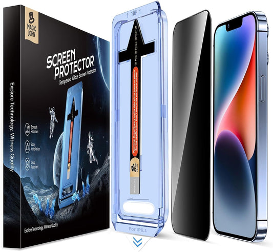 MAGIC_JOHN_2_Pack_for_iPhone_13/13Pro/14/16e_6.1_inch_Privacy_Glass_Screen_Protector,_Auto_Dust-Elimination,_Bubble_Free,_Easy_Installation