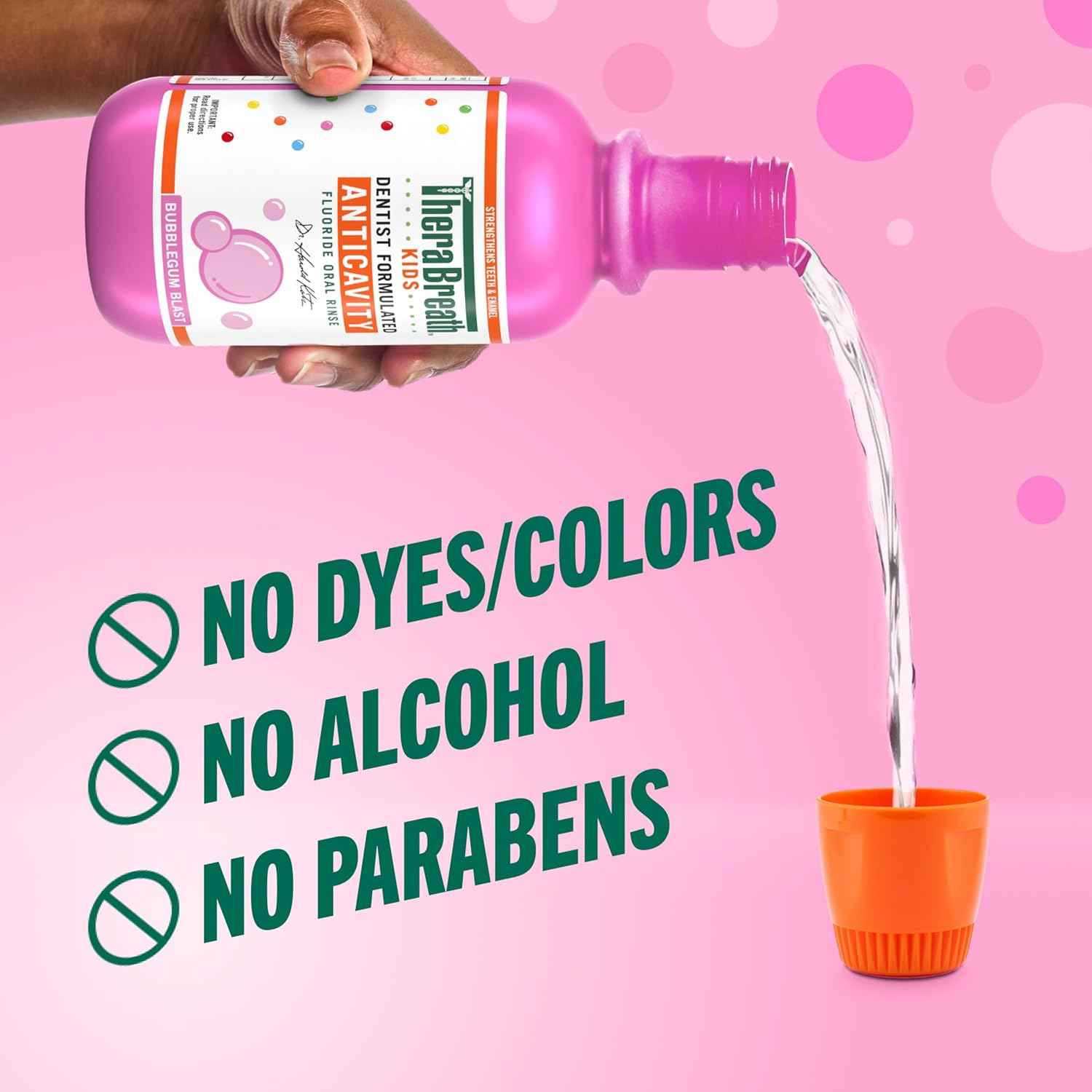 TheraBreath Kids Anticavity Fluoride Oral Rinse, Strengthens Teeth & Enamel, Alcohol Free & Dye Free, Certified Organic Bubblegum Blast Flavor, 16 Fl Oz, 2-Pack