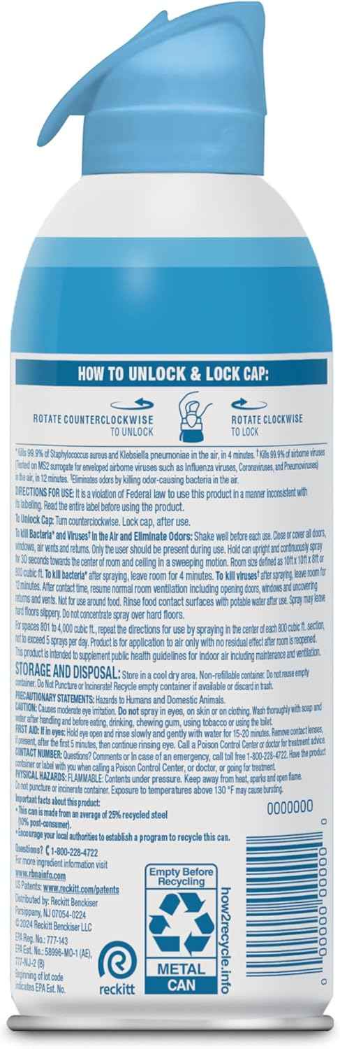 Lysol Air Sanitizer Spray with Bacterial Odor Eliminator for Home & Office, Sanitizing Air Spray, Air Freshener Alternative