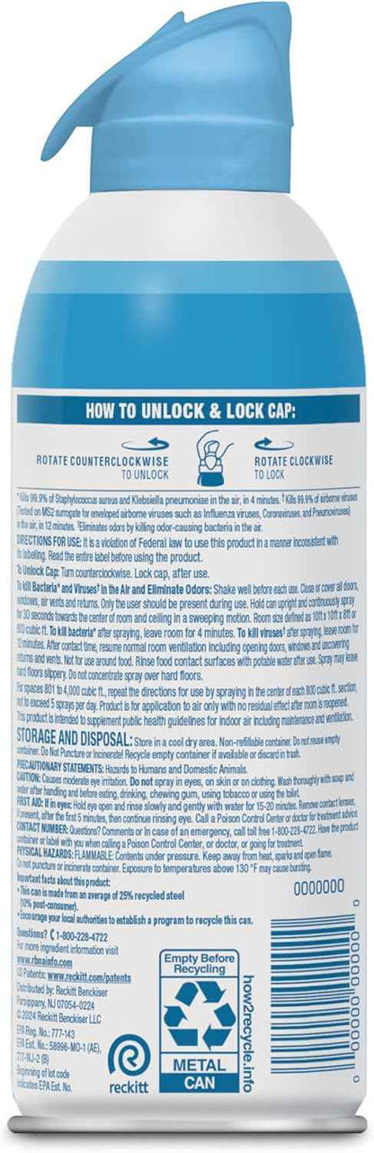Lysol Air Sanitizer Spray with Bacterial Odor Eliminator for Home & Office, Sanitizing Air Spray, Air Freshener Alternative
