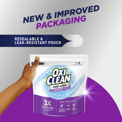 OxiClean Triple Action Odor and Stain Remover Powder, Use with Detergent, Eliminates Tough Odors and Removes Stains, Color Safe and Chlorine Free