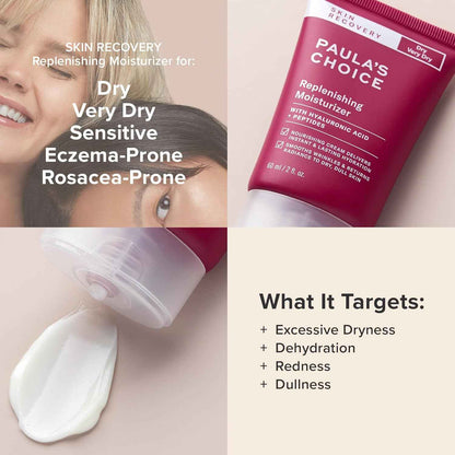 Paula's Choice SKIN RECOVERY Replenishing Face Moisturizer Cream, Daily Facial Moisturizer with Hyaluronic Acid, & Peptides, Face Lotion for Dry, Sensitive Skin, Fragrance-Free, 2oz