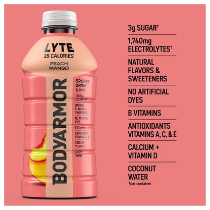 BODYARMOR_LYTE,_Peach_Mango,_Electrolyte_Drink,_35_Calories,_28_Fl_Oz_Bottles_(15_Pack),_Coconut_Water_Sports_Drink,_Natural_Flavor_&_B_Vitamins