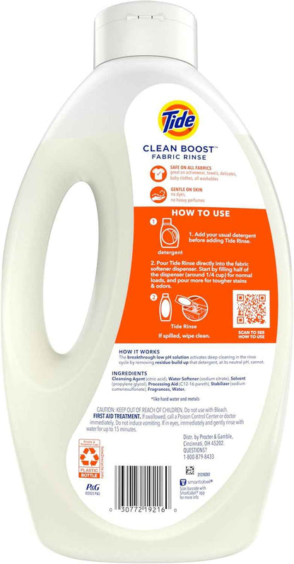 Tide Clean Boost Fabric Rinse, Removes Odors and Residues, Safe on All Fabrics, Free of Dyes and Heavy Perfumes, Original Scent