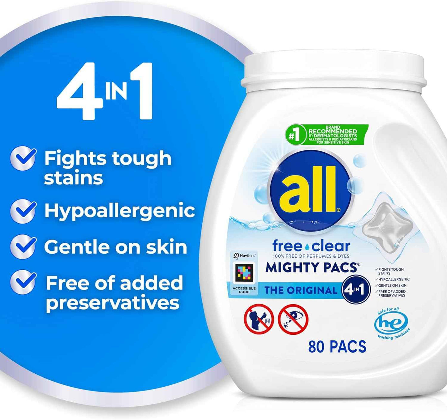 all Unit Dose Laundry Detergent, Mighty Pacs, Free Clear