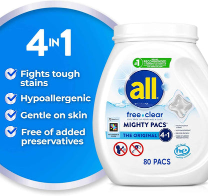 all Unit Dose Laundry Detergent, Mighty Pacs, Free Clear