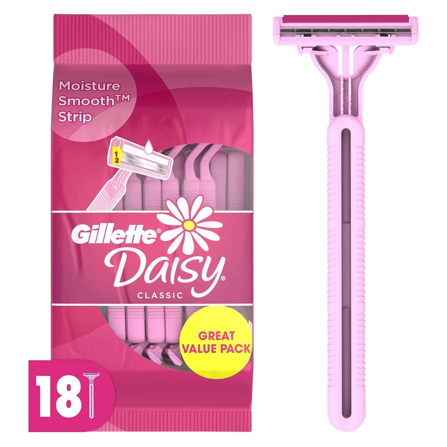 Gillette Venus Daisy Classic Disposable Razors for Women, Hair Removal for Women