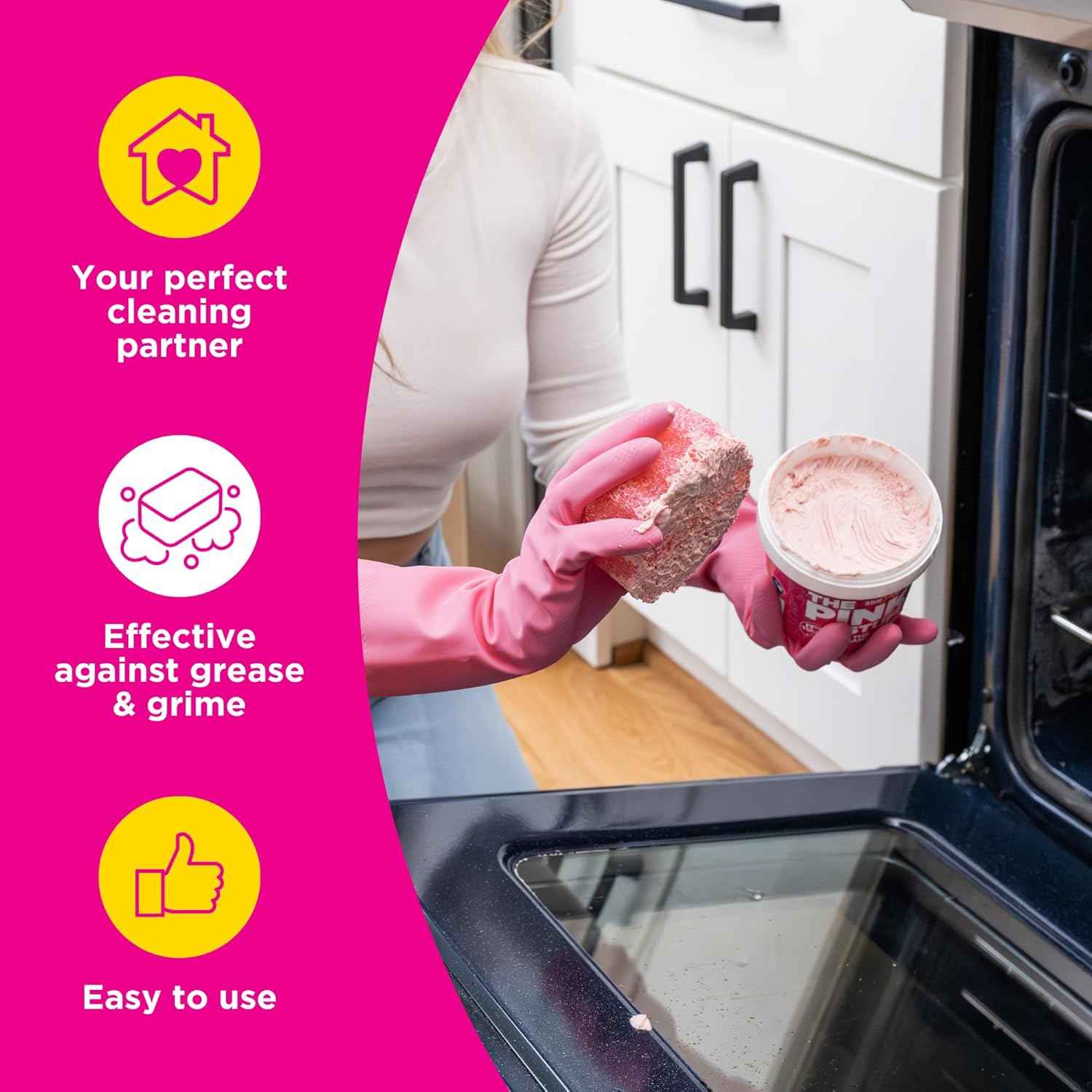 Stardrops - The Pink Stuff Miracle Cleaning Paste & SQeeZY Scrubber Sponge Bundle – All-Purpose, Non-Scratch Cleaner for Kitchens, Bathrooms, Walls, Floors, Pots, Grout, and More