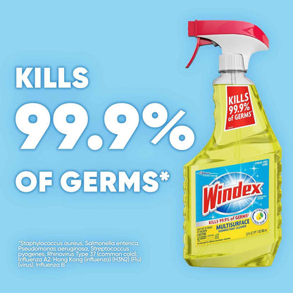 Windex Multipurpose Cleaner Disinfectant Bottle, Packaging Designed to Prevent Leakage and Breaking, Surface Cleaning Spray, Citrus Fresh Scent