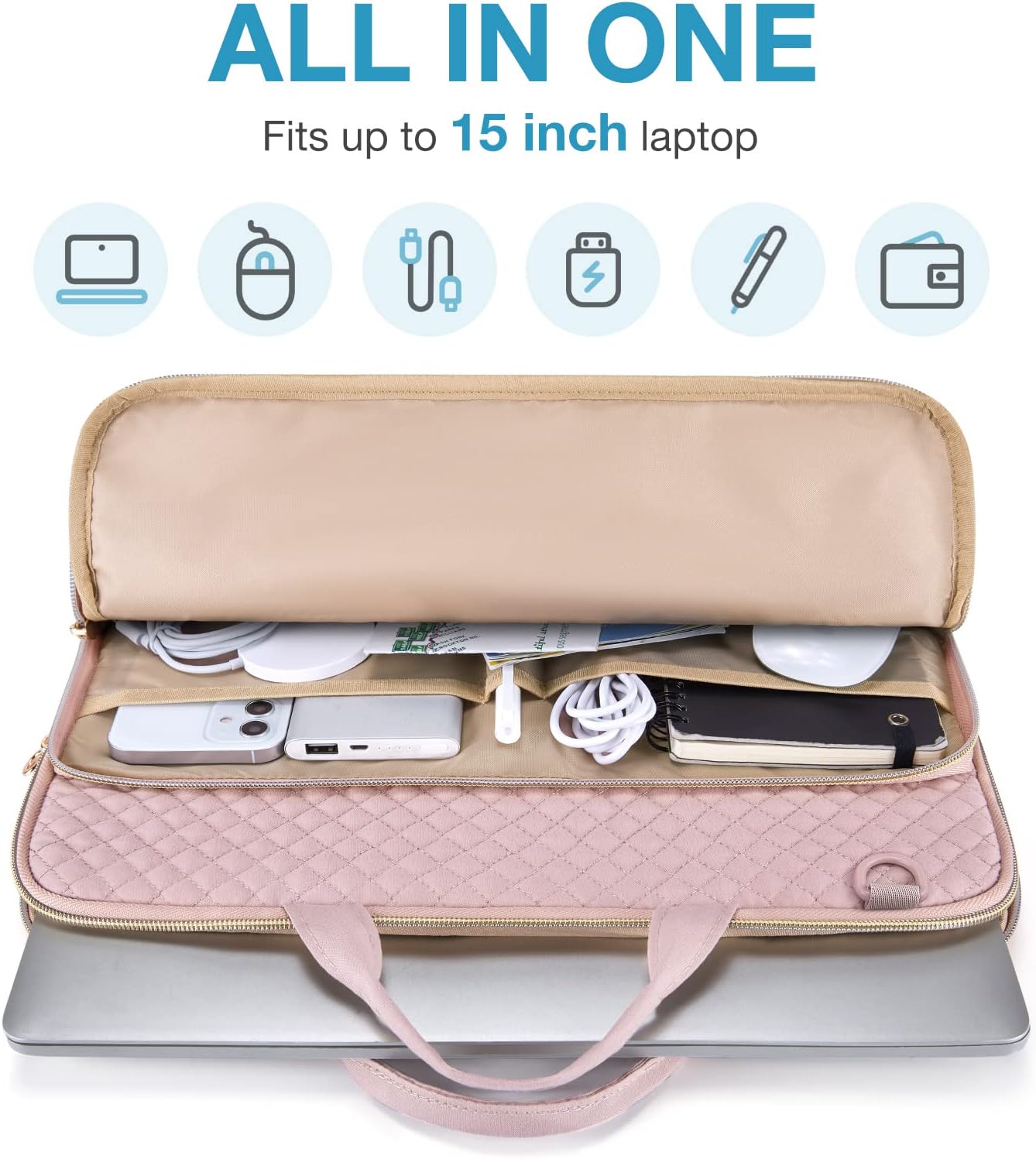 BAGSMART_15.6_Inch_Laptop_Case_Sleeve_Compatible_with_MacBook_Pro_16_Inch,15.6_Inch_HP,Dell,Acer_Aspire,Asus_Notebook,_Lightweight_Laptop_Bag_for_Women_with_Shoulder_Strap,Pocket,Handle,_Pink