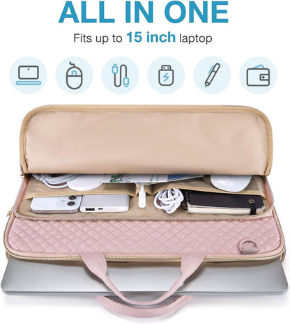 BAGSMART_15.6_Inch_Laptop_Case_Sleeve_Compatible_with_MacBook_Pro_16_Inch,15.6_Inch_HP,Dell,Acer_Aspire,Asus_Notebook,_Lightweight_Laptop_Bag_for_Women_with_Shoulder_Strap,Pocket,Handle,_Pink