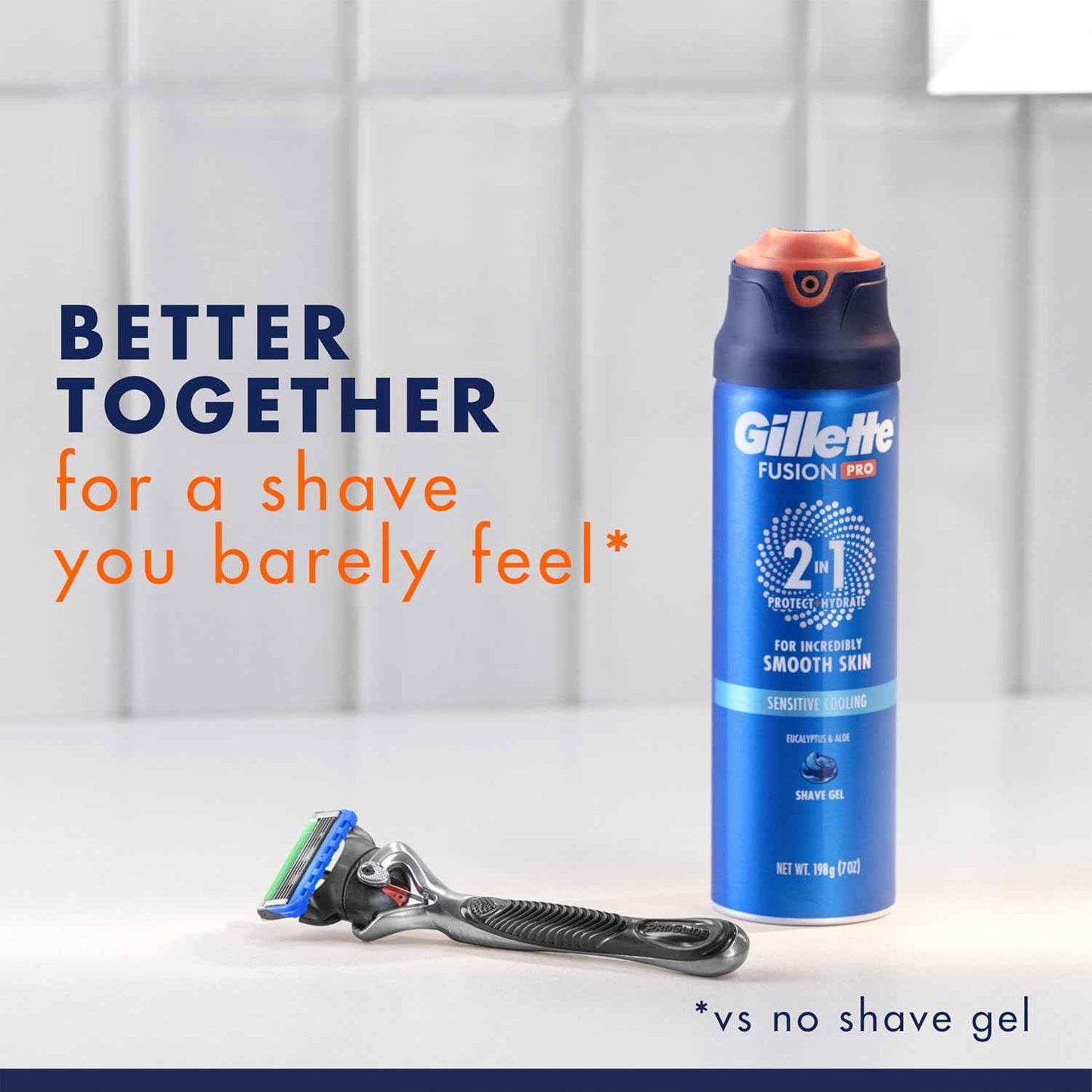 Gillette PRO Shaving Gel For Men Cools To Soothe Skin And Hydrates Facial Hair, 7oz, ProGlide Sensitive 2 in 1 Shave Gel