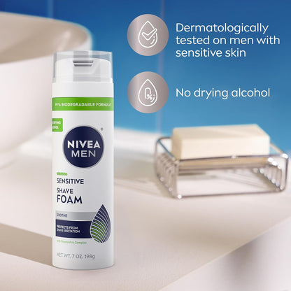 NIVEA_MEN_Sensitive_Shave_Foam_with_Vitamin_E,_Soothing_Chamomile_and_Witch_Hazel_Extracts,_6_Pack_of_7_Oz_Cans