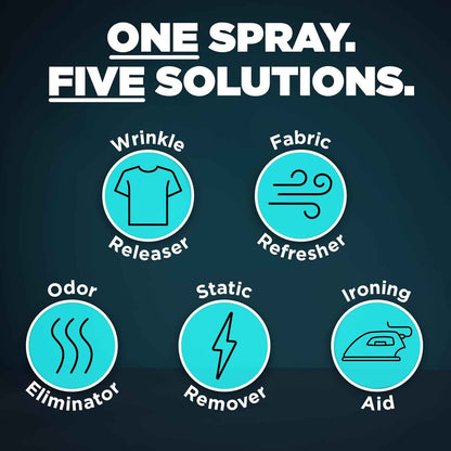 Downy Wrinkle Releaser Spray, All In One Wrinkle Release Spray, Odor Eliminator, Static Remover, Fabric Refresher & Ironing Aid for Clothes, 33.8 Fl Oz, Unstopables Fresh Scent
