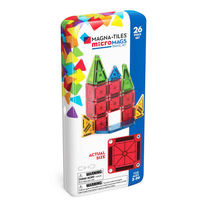 Magna-Tiles microMAGS 26-Piece Travel Magnetic Construction Set – Bold Colors, The Magnetic Building Brand