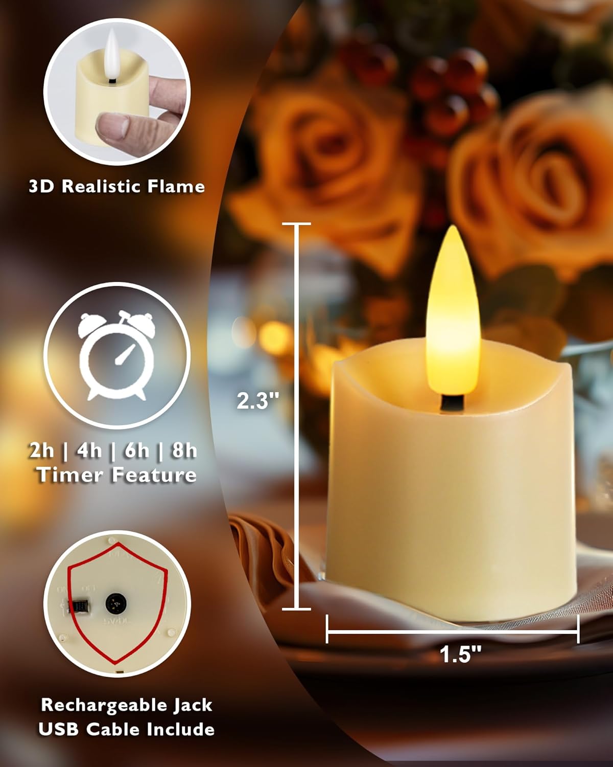 Homemory_Rechargeable_Flameless_Candles,_2/4/6/8H_Timer_LED_Votive_Candles,_6_PCS_Battery_Operated_Tea_Lights_with_Timer_for_Table,_Wedding,_Christmas_(USB_Charging_Cable_Included)