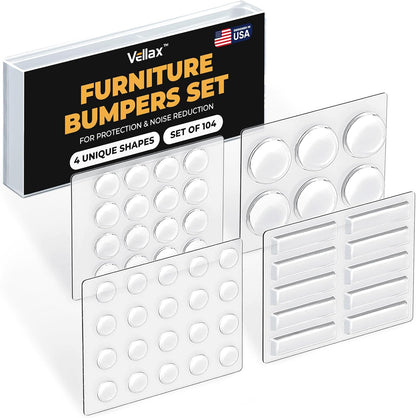 104_Clear_Cabinet_Bumper_Pads_–_Self-Adhesive_Silicone_Buffer_Set_with_4_Shapes_for_Doors,_Drawers_&_Furniture_–_Sound_Dampening_&_Surface_Protection