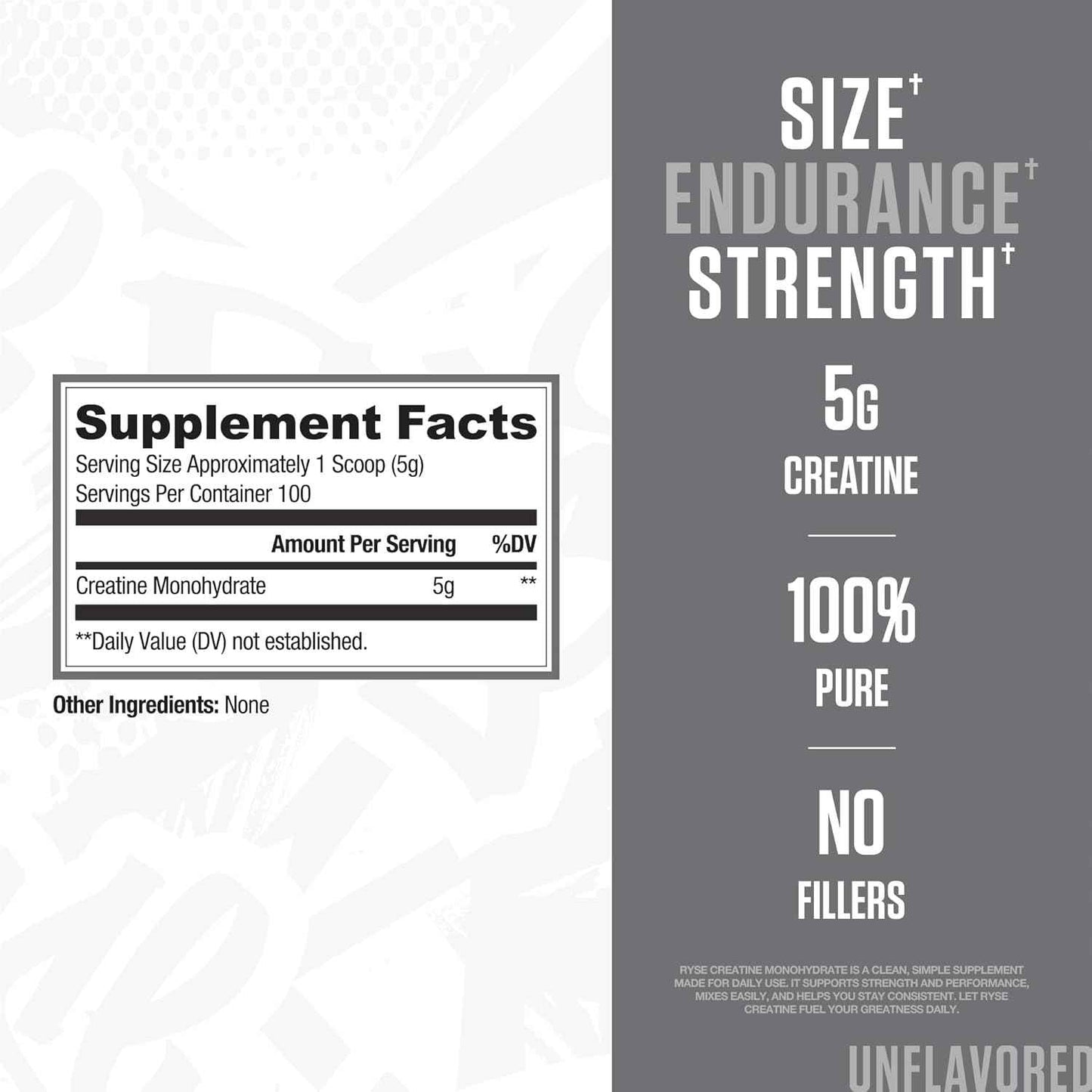 RYSE Creatine Monohydrate Powder - Unflavored - Supports Men & Women Lean Muscle Growth, Strength, Power, and Endurance - Helps Reduce Fatigue and Improve Workout Recovery