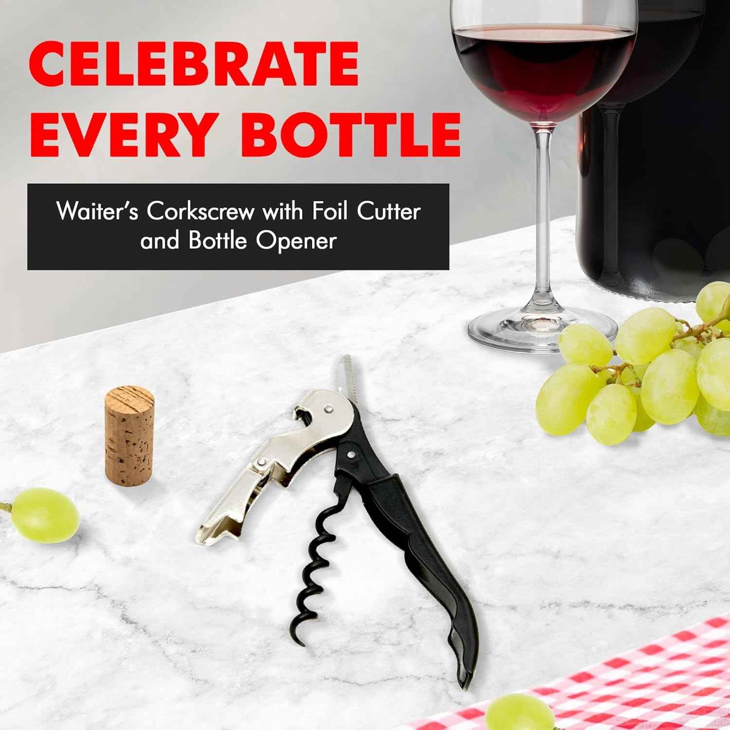 Chef Craft Select Waiters Corkscrew with Foil Cutter and Bottle Opener, 5 inches in Length