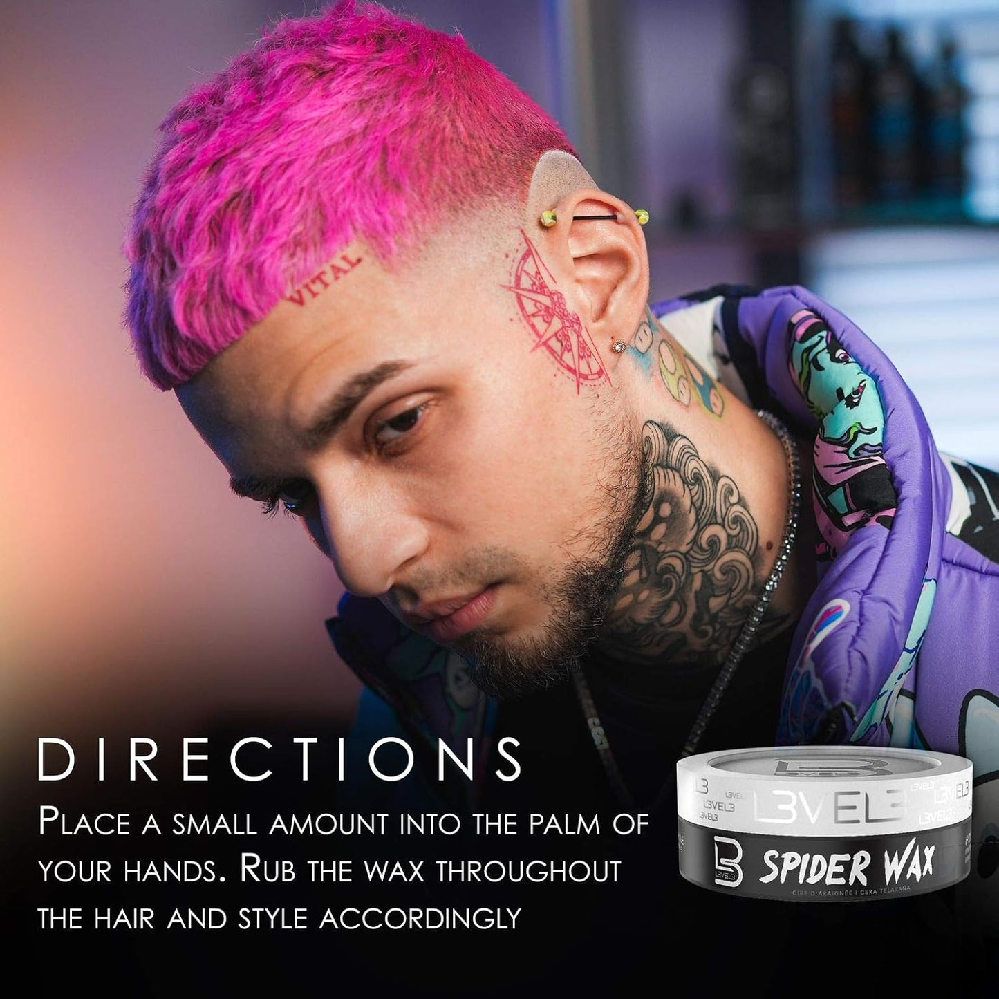 L3 Level 3 Spider Wax - Long Lasting and Strong Hold Improve your Hair Volume and Texture - Level Three Hair Wax for Men